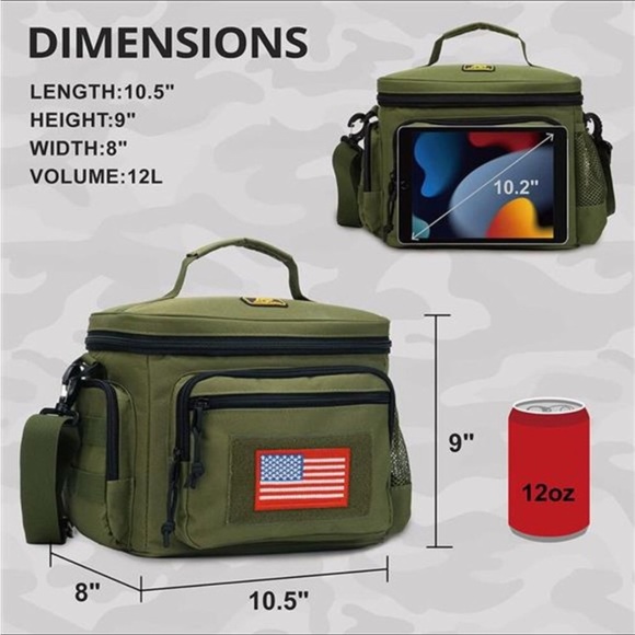 Lunch box tactical Bag Webbing Leakproof Insulated Large Lunch Bag - Picture 2 of 7